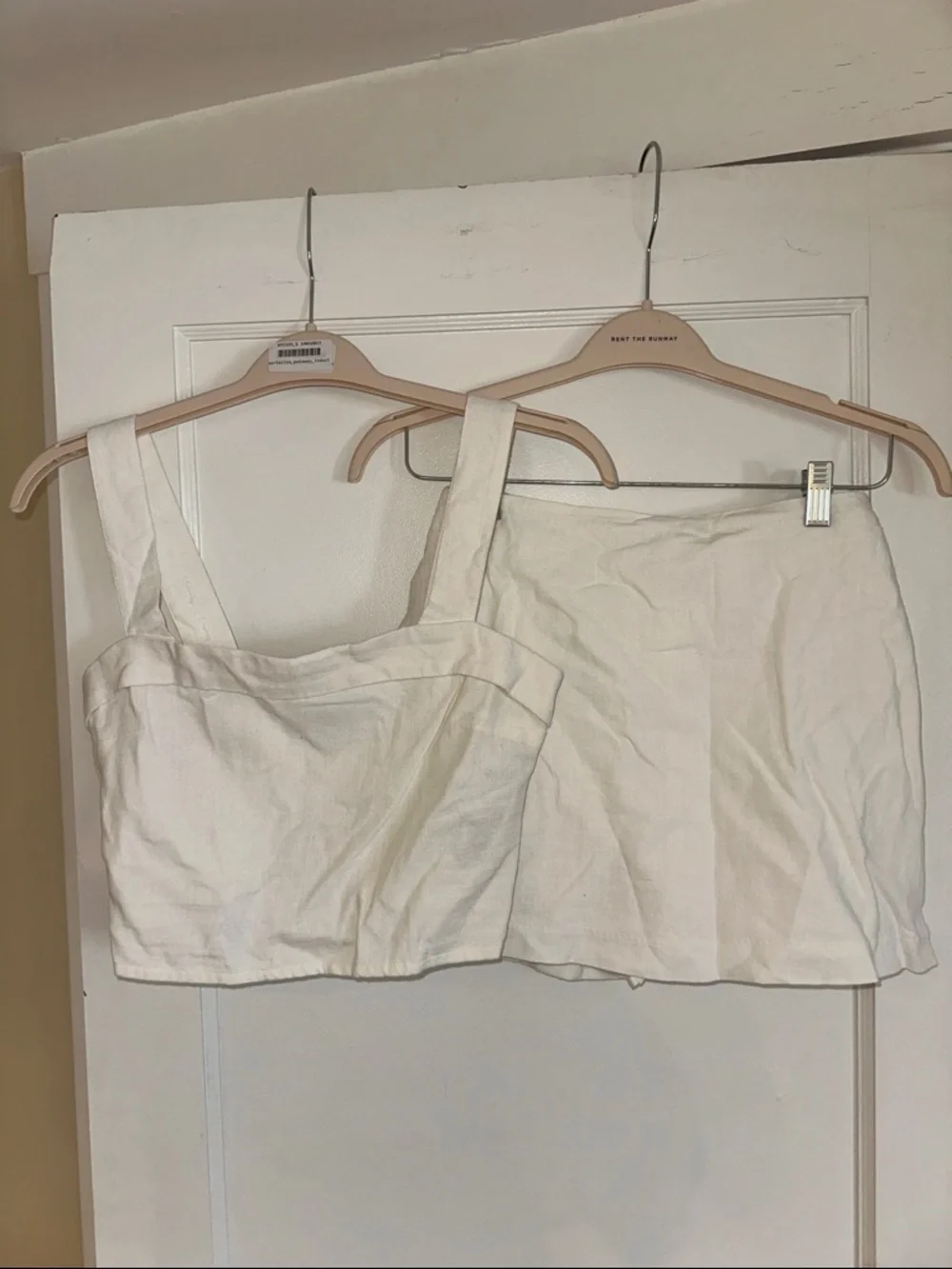 Abercrombie & Fitch White Linen Blend Cropped Tank Top and Skort Set - Picture 1 of 5